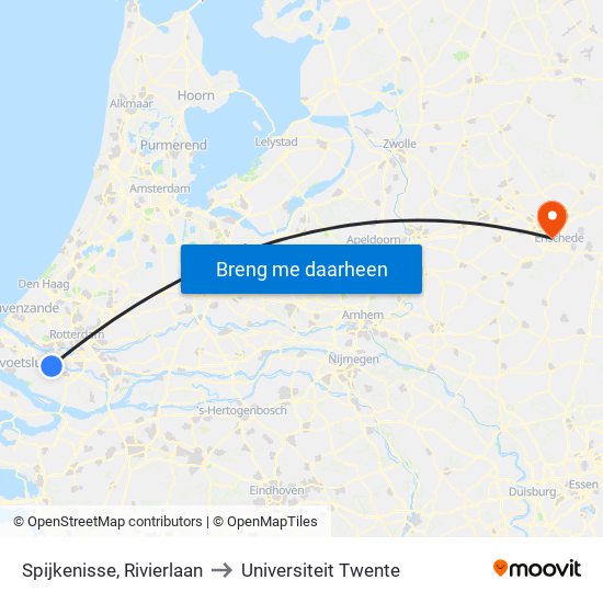 Spijkenisse, Rivierlaan to Universiteit Twente map