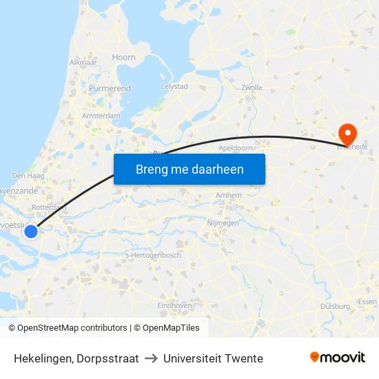 Hekelingen, Dorpsstraat to Universiteit Twente map