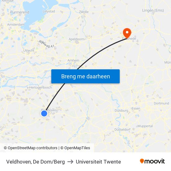 Veldhoven, De Dom/Berg to Universiteit Twente map