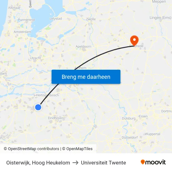 Oisterwijk, Hoog Heukelom to Universiteit Twente map