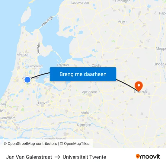 Jan Van Galenstraat to Universiteit Twente map
