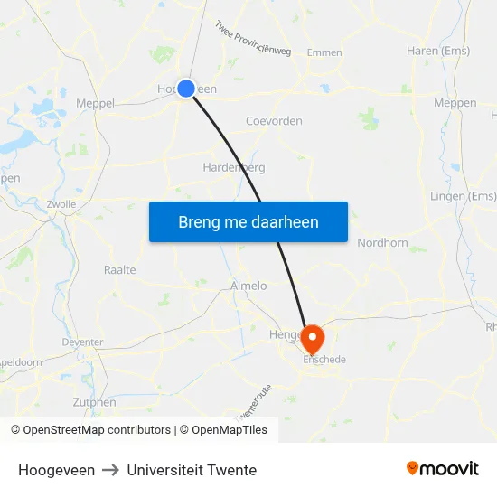 Hoogeveen to Universiteit Twente map