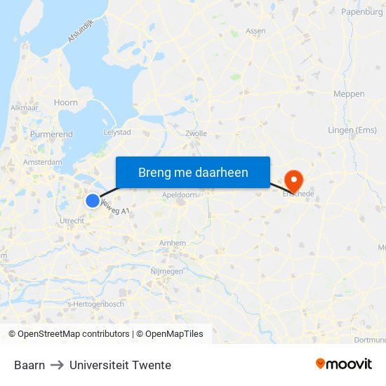Baarn to Universiteit Twente map