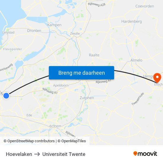 Hoevelaken to Universiteit Twente map
