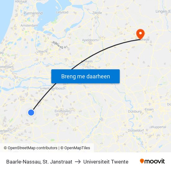 Baarle-Nassau, St. Janstraat to Universiteit Twente map