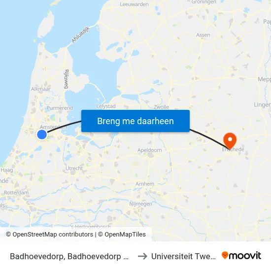 Badhoevedorp, Badhoevedorp West to Universiteit Twente map