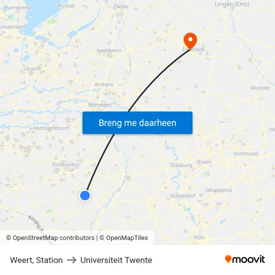 Weert, Station to Universiteit Twente map