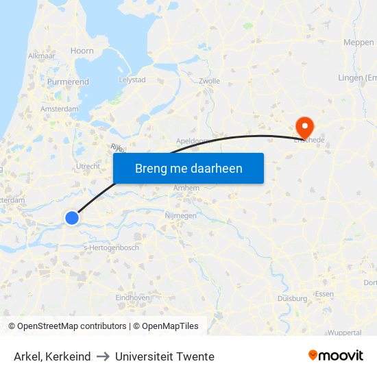 Arkel, Kerkeind to Universiteit Twente map