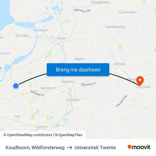 Koudhoorn, Wildforsterweg to Universiteit Twente map