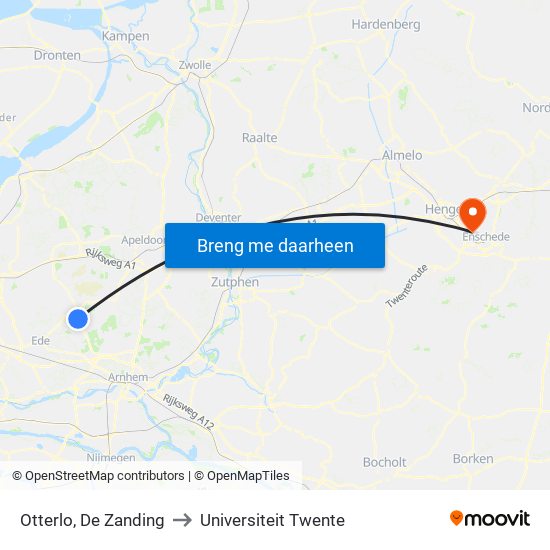 Otterlo, De Zanding to Universiteit Twente map