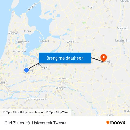 Oud-Zuilen to Universiteit Twente map