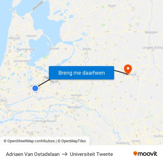 Adriaen Van Ostadelaan to Universiteit Twente map