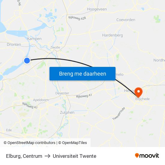 Elburg, Centrum to Universiteit Twente map