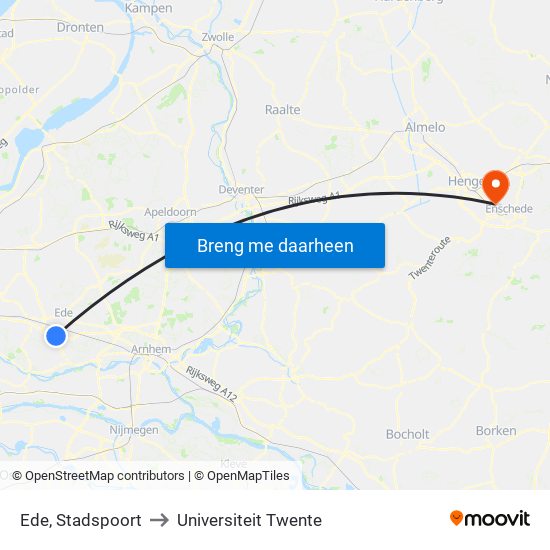 Ede, Stadspoort to Universiteit Twente map