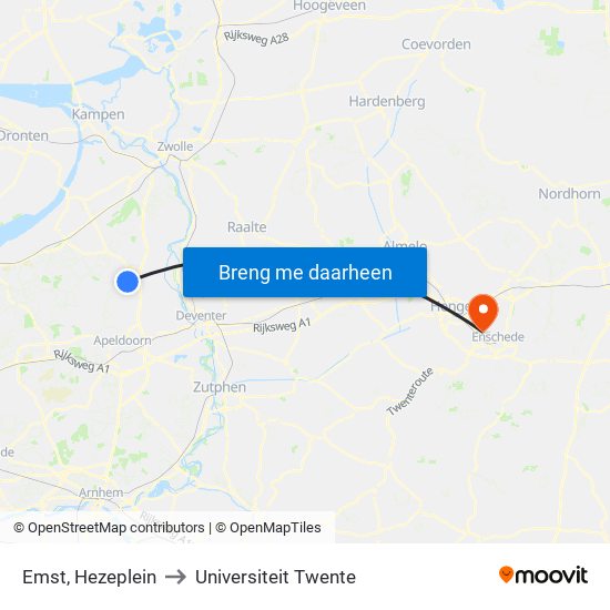 Emst, Hezeplein to Universiteit Twente map