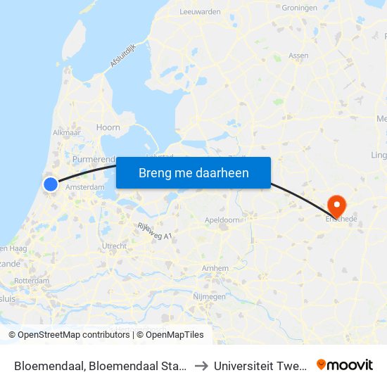 Bloemendaal, Bloemendaal Station to Universiteit Twente map