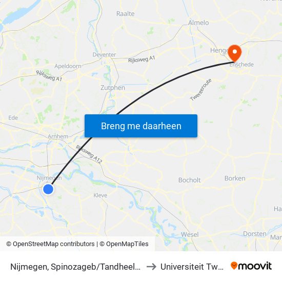 Nijmegen, Spinozageb/Tandheelkunde to Universiteit Twente map
