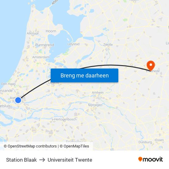Station Blaak to Universiteit Twente map