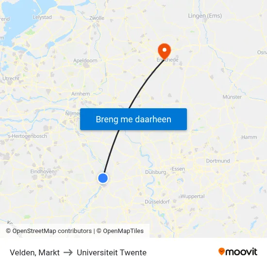 Velden, Markt to Universiteit Twente map