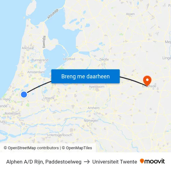 Alphen A/D Rijn, Paddestoelweg to Universiteit Twente map