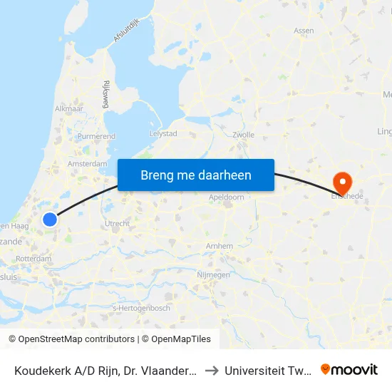 Koudekerk A/D Rijn, Dr. Vlaanderenlaan to Universiteit Twente map