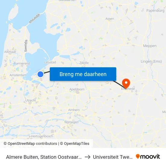 Almere Buiten, Station Oostvaarders to Universiteit Twente map