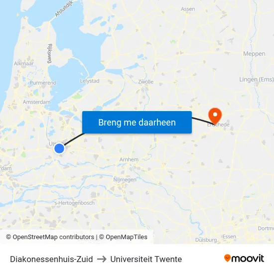 Diakonessenhuis-Zuid to Universiteit Twente map