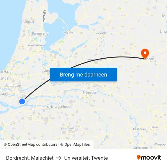 Dordrecht, Malachiet to Universiteit Twente map