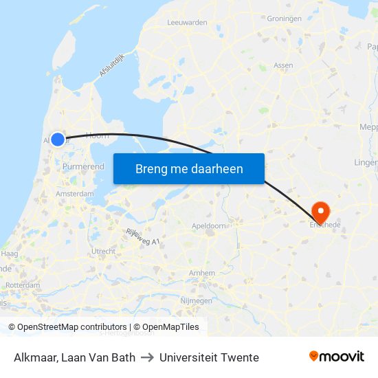 Alkmaar, Laan Van Bath to Universiteit Twente map