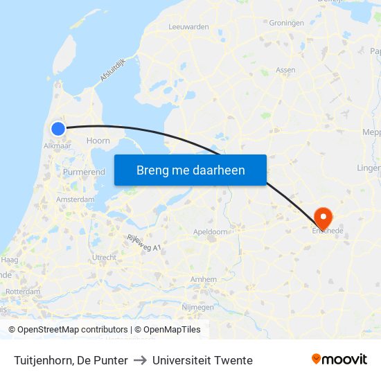 Tuitjenhorn, De Punter to Universiteit Twente map