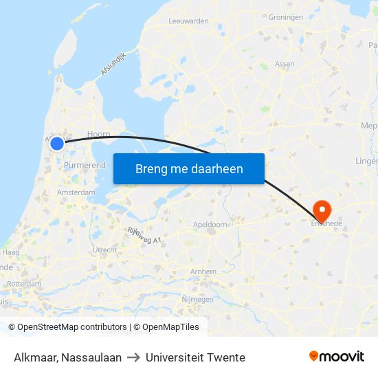 Alkmaar, Nassaulaan to Universiteit Twente map