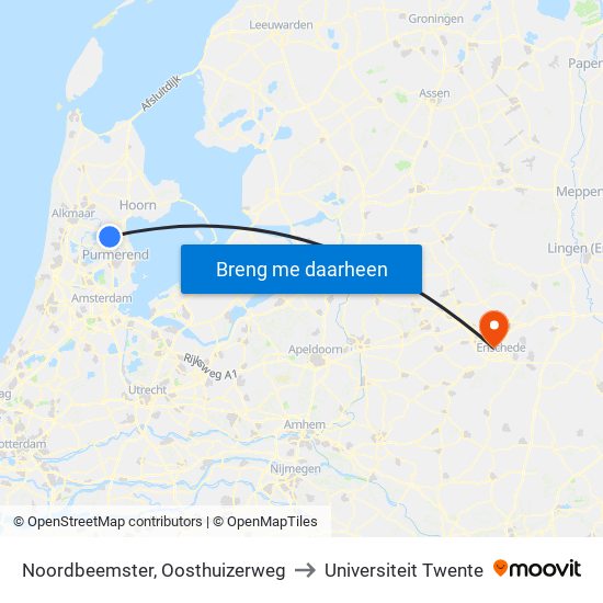 Noordbeemster, Oosthuizerweg to Universiteit Twente map