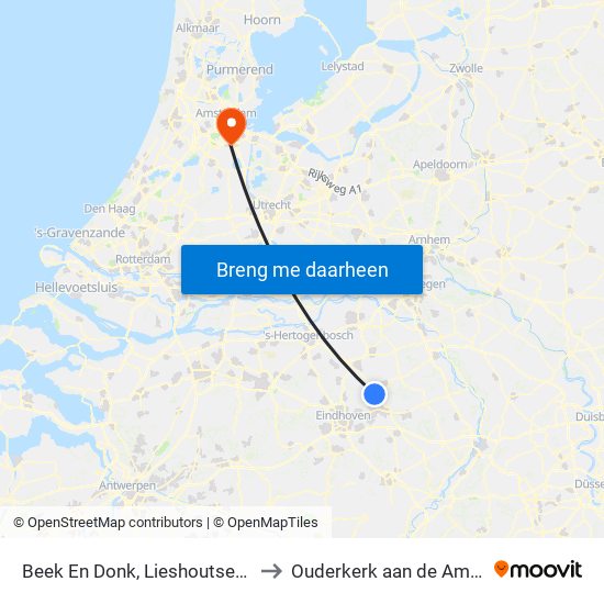Beek En Donk, Lieshoutseweg to Ouderkerk aan de Amstel map