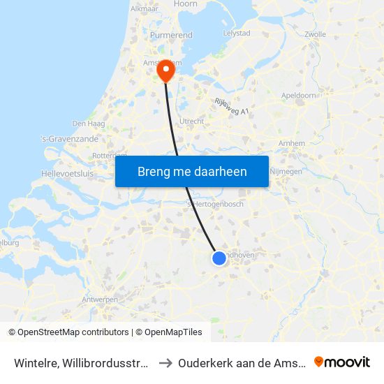 Wintelre, Willibrordusstraat to Ouderkerk aan de Amstel map