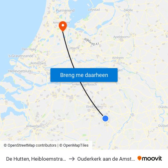De Hutten, Heibloemstraat to Ouderkerk aan de Amstel map