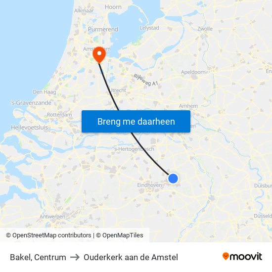 Bakel, Centrum to Ouderkerk aan de Amstel map