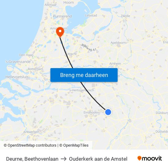 Deurne, Beethovenlaan to Ouderkerk aan de Amstel map
