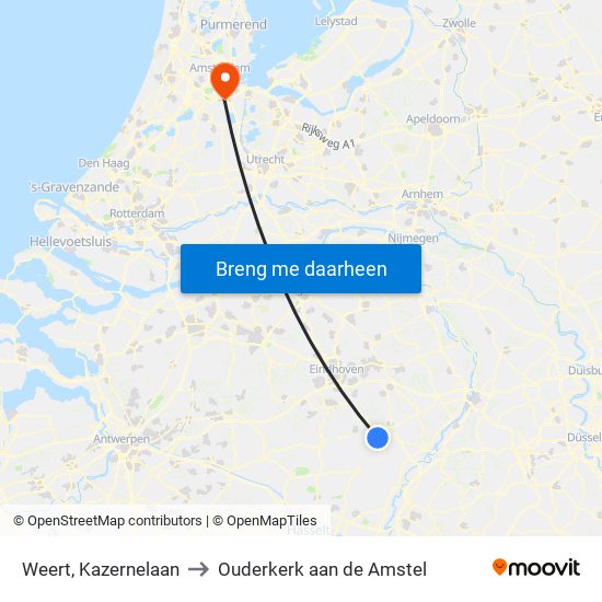 Weert, Kazernelaan to Ouderkerk aan de Amstel map