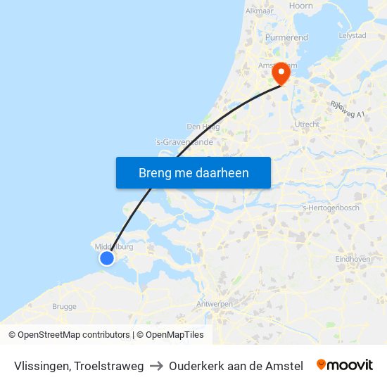 Vlissingen, Troelstraweg to Ouderkerk aan de Amstel map