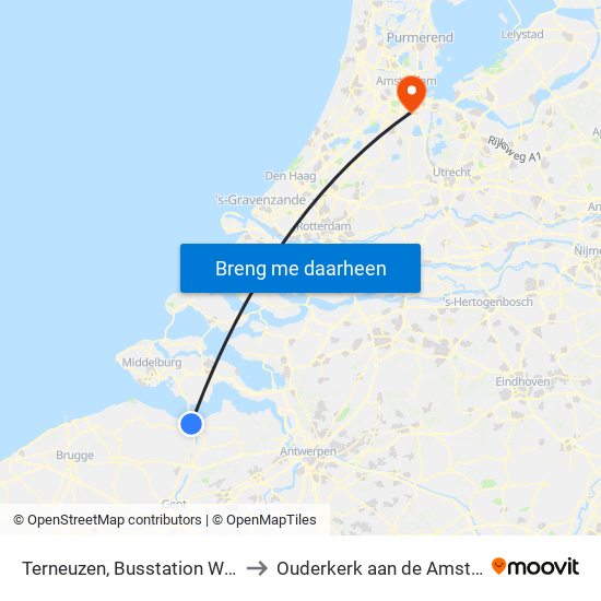 Terneuzen, Busstation Wst to Ouderkerk aan de Amstel map