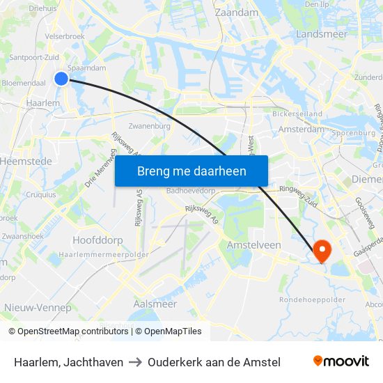 Haarlem, Jachthaven to Ouderkerk aan de Amstel map