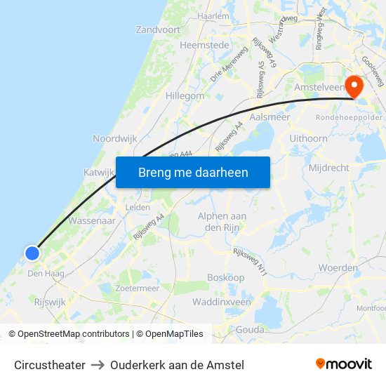 Circustheater to Ouderkerk aan de Amstel map