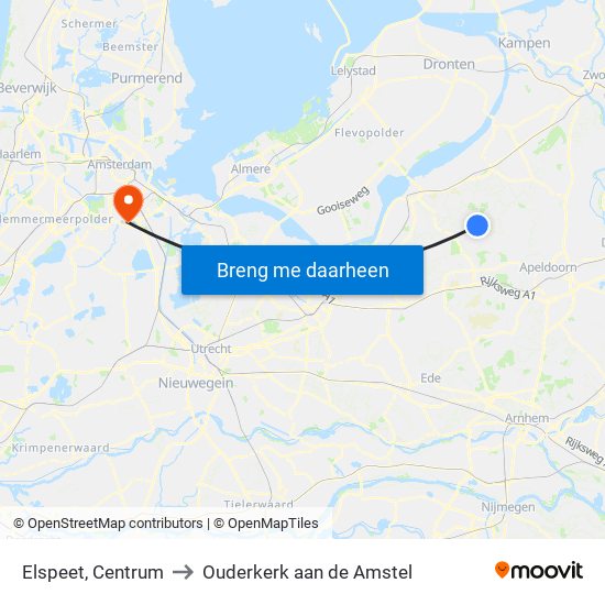 Elspeet, Centrum to Ouderkerk aan de Amstel map