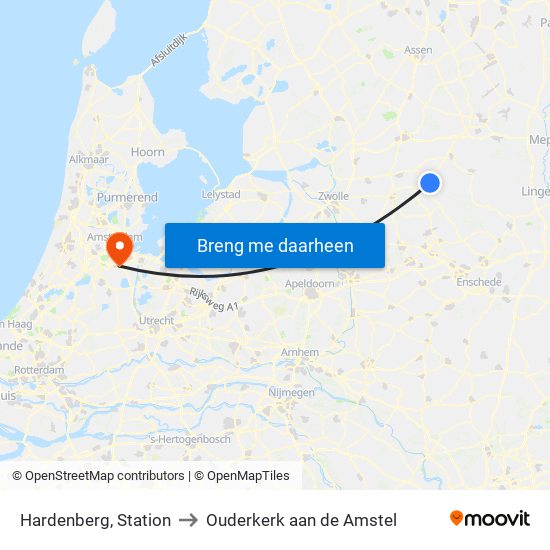 Hardenberg, Station to Ouderkerk aan de Amstel map
