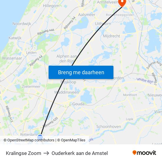 Kralingse Zoom to Ouderkerk aan de Amstel map