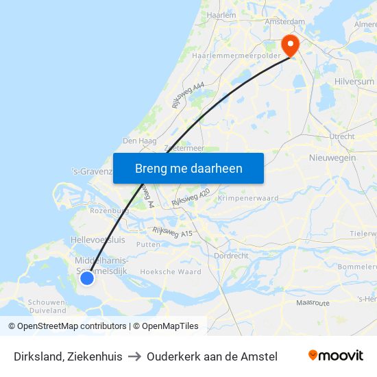 Dirksland, Ziekenhuis to Ouderkerk aan de Amstel map