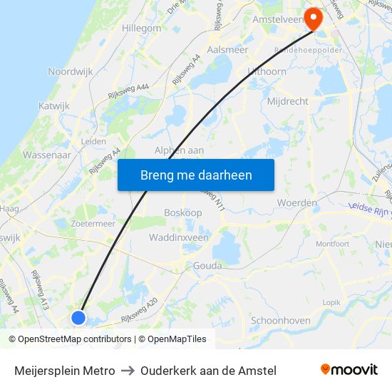 Meijersplein Metro to Ouderkerk aan de Amstel map
