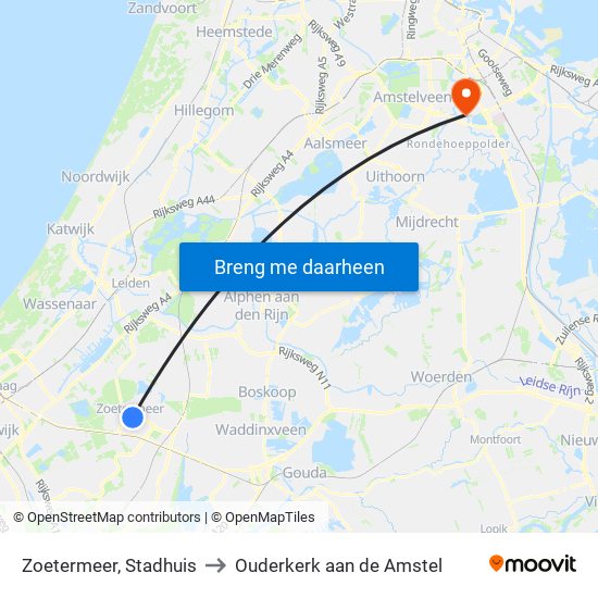 Zoetermeer, Stadhuis to Ouderkerk aan de Amstel map