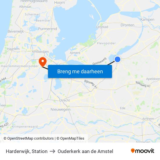 Harderwijk, Station to Ouderkerk aan de Amstel map