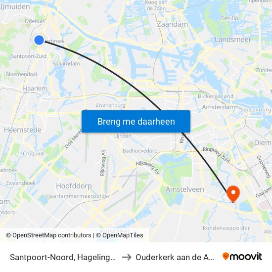 Santpoort-Noord, Hagelingerweg to Ouderkerk aan de Amstel map